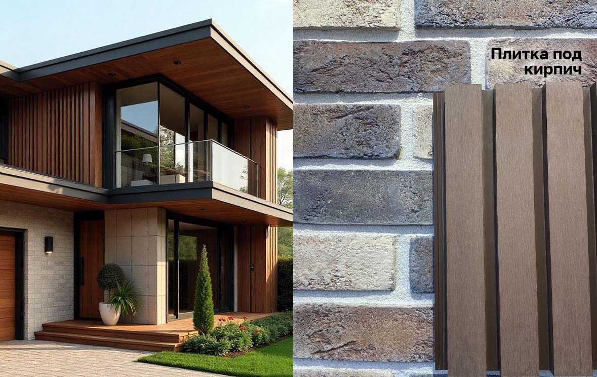 ДПК панели и кирпич